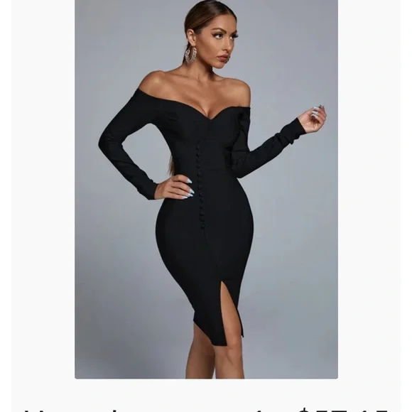 bellabarnett | Dresses | Black Off The Shoulder Bandage Cocktail Dress  Great Holiday Party Dress Classy | Poshmark